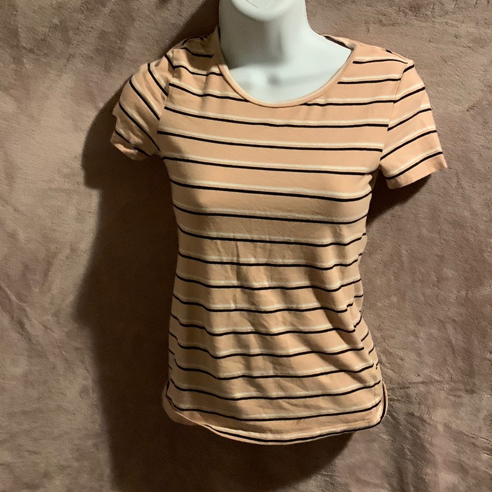 Pink black and white tee